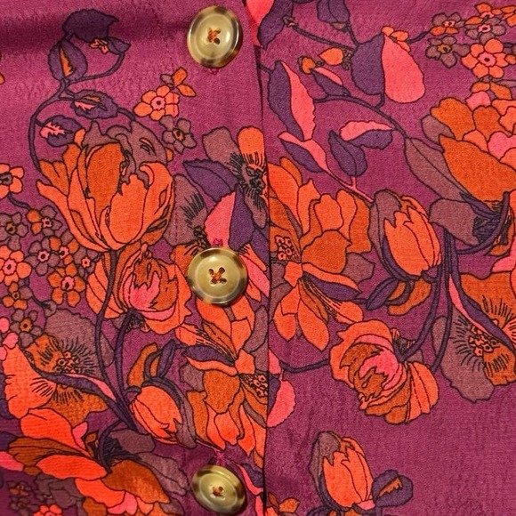 ANTHROPOLOGIE Maeve floral button up blouse S Small wine jourdain runa - Picture 6 of 7